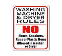 RNUMLIGH Washing Machine Rules Funny Metal Sign Laundry Room Humor Retro Wall Decor for Home Garage Office Bar Gift 8 X 12 in