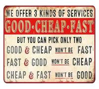 RNUMLIGH We Offer Three Kinds Of Services Funny Man Cave Metal Sign Humorous Vintage Garage Decor For Home Bar Patio Workshop Tin 8 X 12 inch