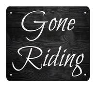 RNUMLIGH Western Decor Metal Tin Sign Gone Riding Vintage Horse Sign Rustic Wall-Art for Ranch Style Home or Cowboy Bar 8 X 12 inch