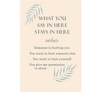 RNUMLIGH What You Say In Here Stays In Funny Retro Metal Sign Wall-Art for Living Room Bedroom Kitchen Bathroom Garden Farm 8 X 12 in