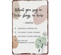 RNUMLIGH What You Say In Here Stays In Retro Aluminum Metal Sign Vintage Wall-Art for Home Study Office 8 X 12 in