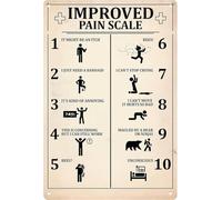 RNUMLIGH Witty Improved Pain Scale Metal Tin Sign Wall-Art for Gallery Kitchen Bathroom Farm Yard Bar Garage Man Cave 8 X 12 in