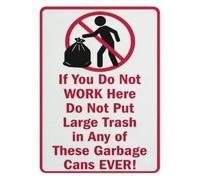RNUMLIGH Witty Metal Tin Sign Do Not Put Large Trash Bin Full Wall-Art Vintage Humor Decor Plaque for Office Home Workshop Kitchen 8 X 12 inch