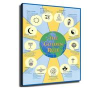 RNUMLIGH World Religions Golden Rule Poster with All Religious Symbols Canvas Print Wall-Art for Home Library Decor(Unframed,08x12inch(20x30cm))