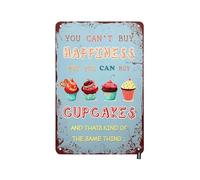 RNUMLIGH You Cant Buy Happiness But Can Cupcakes Metal Tin Sign Vintage Dessert Humor Wall Decor for Kitchen Bakery Cafe 8 X 12 inch