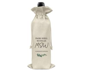 RNYJJ Bolsa de vino de graduación MSW, bolsa de regalo de vino para maestros de trabajo social, regalos de graduación para él, ella, graduados, graduados universitarios
