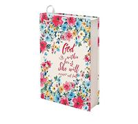 Rnyleeg God is Within Her She Will Not Fall - Funda elástica para libros de texto de tapa dura de hasta 9 x 11 pulgadas, protector de libros escolares de nailon, lavable y reutilizable