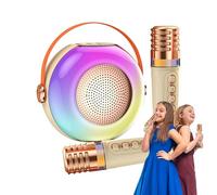 Rnyrn Máquina De Karaoke Infantil,Reproductor Musical con 2 Micrófonos | Altavoz Portátil con Luces,para Fiestas Infantiles, Celebraciones Familiares, Cumpleaños Y Eventos En Casa