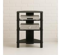 RO&CO Sonorous RX-2140-BLK Mueble HiFi 4 Estantes Vidrio Templado Negro 86x60x50 cm Chasis Aluminio Negro Rack Audio Vídeo hasta 65 kg con Sistema Ocultacables