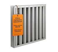 RO Linea Blanca ® Filtro Lamas 490x490x48 Mm Acero Inox AISI 304 Para Campana Industrial Hosteleria Lavable Lavavajillas Drenaje Lamas Inclinadas Pomo Sujeccion Recambio Universal Seguridad Casa