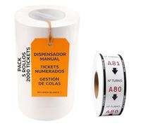 RO Linea Blanca ® Pack 5 Rollos Su Turno 2000 Tickets Blanco Numerados 3 Digitos Compatible Dispensador Manual Ideal Gestión Colas Comercio Hosteleria Farmacia Carnicería Panaderia España