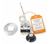 RO Linea Blanca ® Termostato Freidora 50-200C Capilar Inox 1000mm 20A Kit Con Mando Y Dial Repuesto Universal Para Freidoras Industriales Hosteleria Hogar Control Temperatura Aceite Cocina Termico