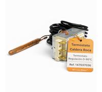 RO Linea Blanca ® Termostato regulacion caldera gasoleo 0 90C capilar 2000mm 3 contactos 90º repuesto 147037036 353.93.0001 compatible con Baxi Roca Lidia GO50 40GTA sensor bulbo termico calor ACS
