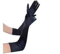 Ro Rox 1920s Guantes Largos ópera Satén Etiqueta Noche Baile Longitud del Codo, Negro, One-Size