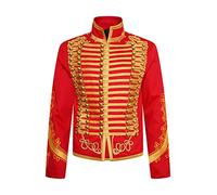 Ro Rox Adam Jacket Hombres Military Marching Band Drummer Music Festival Parade - Rojo y Oro (S)
