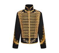 Ro Rox Adam Jacket Men's Military Marching Band Drummer Music Festival Parade - Negro y Oro (S)