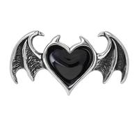 Ro Rox Alchemy England Blacksoul Bat Wing Ring Goth Heart Joyería Alternativa, Plata, W