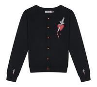 Ro Rox Cardigan Cuore e pugnale, Manica Lunga, abbottonata e ricamata in Stile gotico, Nero, 4XL
