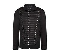 Ro Rox Chaqueta de Desfile Militar Punk Goth para Hombres (Negro, S)