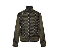 Ro Rox Chaqueta de Fusilero Oficial Napoleónico Baterista Militar para Hombres Desfile del Festival, Verde, M