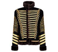 Ro Rox Chaqueta de Gala de Piel Falsa para Hombres Dorada Hussar - Negro & Dorado (L)