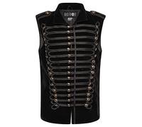 Ro Rox Chaqueta sin Mangas de Terciopelo Goth Napoleónico Para Hombre Uniforme Militar Desfile - Negro (XL)
