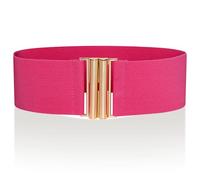 Ro Rox Cinturón Ancho Elástico Mujer Cintura Alta Estilo Retro Vintage - Cinturón Stretch para Vestidos, Años 50 - Hebilla Moderna, Rosa intenso y dorado, M