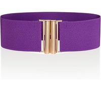 Ro Rox Cinturón Ancho Elástico Mujer Cintura Alta Estilo Retro Vintage - Cinturón Stretch para Vestidos, Años 50 - Hebilla Moderna, Morado y dorado, M