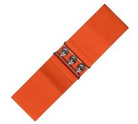 Ro Rox Cinturón Ancho Elástico Mujer Cintura Alta Estilo Retro Vintage - Cinturón Stretch para Vestidos, Años 50 - Hebilla Plateada u Dorada - Tallas 40-44 - Naranja (Medium)