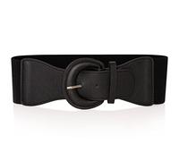 Ro Rox Cinturón de Enfermera Elástico Raya Ancho 50's Retro Vintage Cintura Cincher, Negro