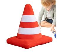 Road Cone Plush Toy - Soft Car Tire Stuffed Throw Pillow, Roadblock Plush