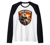 Road Legend Classic Moto American Patriotic Eagle Biker Camiseta Manga Raglan
