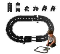 Road Puzzle Track, Flexible Road Puzzle Track for Kids, Rubber Modular Car Highway Set, Waterproof & Indestructible for Christmas Stem Toy (Type-B)