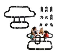 Road Puzzle Track, Flexible Road Track Expressway Circuit Set Toy, Waterproof Indestructible Modular Puzzle Car Highway Tracks for Kids Christmas Montessori Gift for Outdoor Indoor (50BPCS)