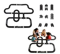 Road Puzzle Track - Flexible Rubber Road Puzzle Track Pieces for Kids, Indestructible Waterproof Modular Puzzle Car Highway Tracks, Inspiring Creative Ideas (64Pcs)