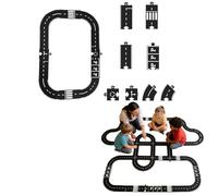 Road Puzzle Track - Flexible Rubber Road Puzzle Track Pieces for Kids, Indestructible Waterproof Modular Puzzle Car Highway Tracks, Inspiring Creative Ideas (16Pcs)