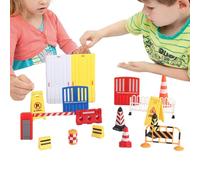 Road Sign Toy, 17x Kids Traffic Signs and Cones Playset, Educational Traffic Signal Toys for Road Safety Learning, Pretend Play, and Classroom Activities, 1 Set