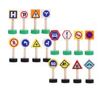 Road Signs, Traffic Signal Blocks, Educational Toys, Crosswalk Learning Toy, Stop and Go Traffic Signs 16 Pieces, Early Learnings for Toddler, 23x18x3cm Multicolor