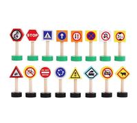 Road Signs, Traffic Signal Blocks, Educational Toys, Crosswalk Learning Toy, Stop and Go Traffic Signs 16 Pieces, Early Learnings for Toddler, 23x18x3cm Multicolor