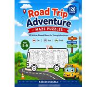 Road Trip Adventure Activity Book for Kids Ages 5-9: 60 Vehicle-Shaped Maze Puzzles with Cars, Trucks, Buses: | Brain Training, Travel Games & Screen-Free Learning