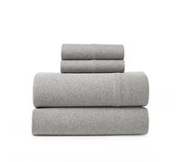 Road Trip America - Juego de sábanas de jersey de algodón (4 piezas) para todas las estaciones, con bolsillos profundos, suaves y acogedoras, calidad de hotel y residencial (gris jaspeado claro, King)