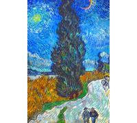 Road with Cypress and Star - Vincent van Gogh - Hardcover Notebook: 120 Lined Pages 6" x 9" Diary Journal Notepad