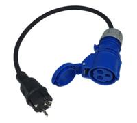 RoadEu - Adaptador CEE 16 A 3 polos, conector macho en enchufe Schuko - Adaptador eléctrico IP44 con cable de goma de 0,5 m, 3x2,5 mm² - Para camping, taller y exteriores