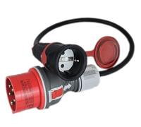 RoadEu - Adaptador de Corriente Pesada CEE 380V a 220V - CEE 16A 5P con Enchufe Schuko - Alargador portátil 0,5m. Ideal como Adaptador portátil para talleres, cobertizos y fábricas.
