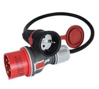 RoadEu - Adaptador de Corriente Pesada CEE 380V a 220V - CEE 16A con Enchufe Schuko - Alargador portátil 5m. Ideal como Adaptador portátil para talleres, cobertizos y fábricas.