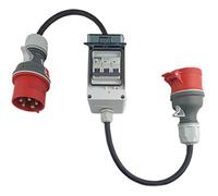 RoadEu - Adaptador Industrial CEE 32A a 16A - Enchufe 32A a Acoplamiento 16A con disyuntor C16A - Cable Alargador 1m. Ideal para talleres, Jardines, cobertizos o en Obras de construcción