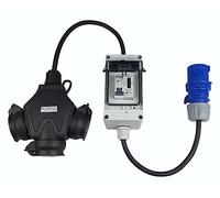 RoadEu - Adaptador para Camping-Car - 16A 3P, 3X enchufes Schuko 230V. Alargador portátil 1m con Contador de Electricidad. IIdeal para Camping y Autocaravana, Barco y Obra, Zona de Barbacoa y jardín.