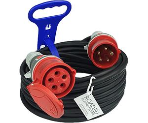 RoadEu - Cable alargador de alimentación 16A - Enchufe 16A, Toma 16A - Prolongador Industrial 10m. Alargador portátil Que Puede Utilizarse en talleres, Jardines, cobertizos u Obras de construcción