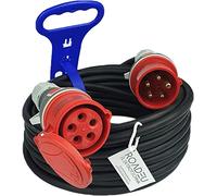 RoadEu - Cable alargador de alimentación 16A - Enchufe 16A, Toma 16A - Prolongador Industrial 15m. Alargador portátil Que Puede Utilizarse en talleres, Jardines, cobertizos u Obras de construcción