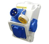 RoadEu CEE - Enchufe combinado (16 A, 3 P, adaptador para caravana, 2 enchufes Schuko de 230 V, IP44)